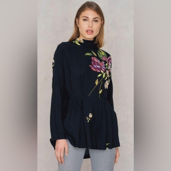 Free People Gemma Black Floral Tunic Dress - Picture 3 of 11